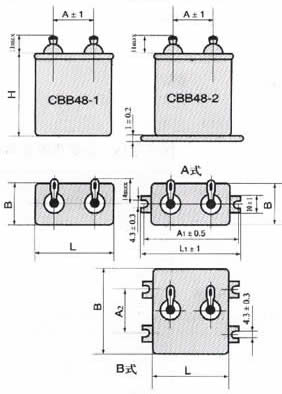 CBB48型交流金属化聚丙烯膜介质电容器尺寸图