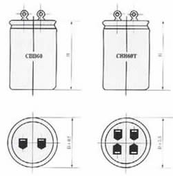 CBB60型金属化聚丙烯薄膜电容器尺寸图