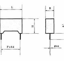 CBB241金属化聚丙烯直流固定电容器尺寸图
