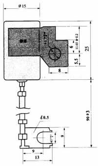 DR203A型汽车断电器用箔式聚酯电容器尺寸图