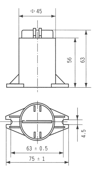 CBB80A型高压交流金属化聚丙烯介质电容器尺寸图