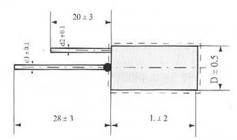 CA411B型单向引出密封固体钽电解电容器尺寸图