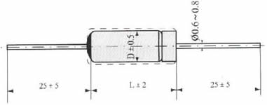 CA30型（160V）非固体电解质固定钽电容器尺寸图